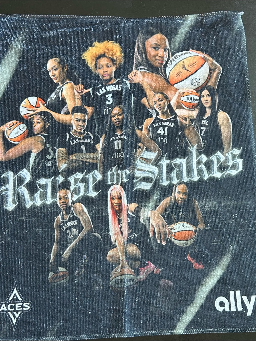 Las Vegas Aces "Raise the Stakes" Team Graphic Towel- Black